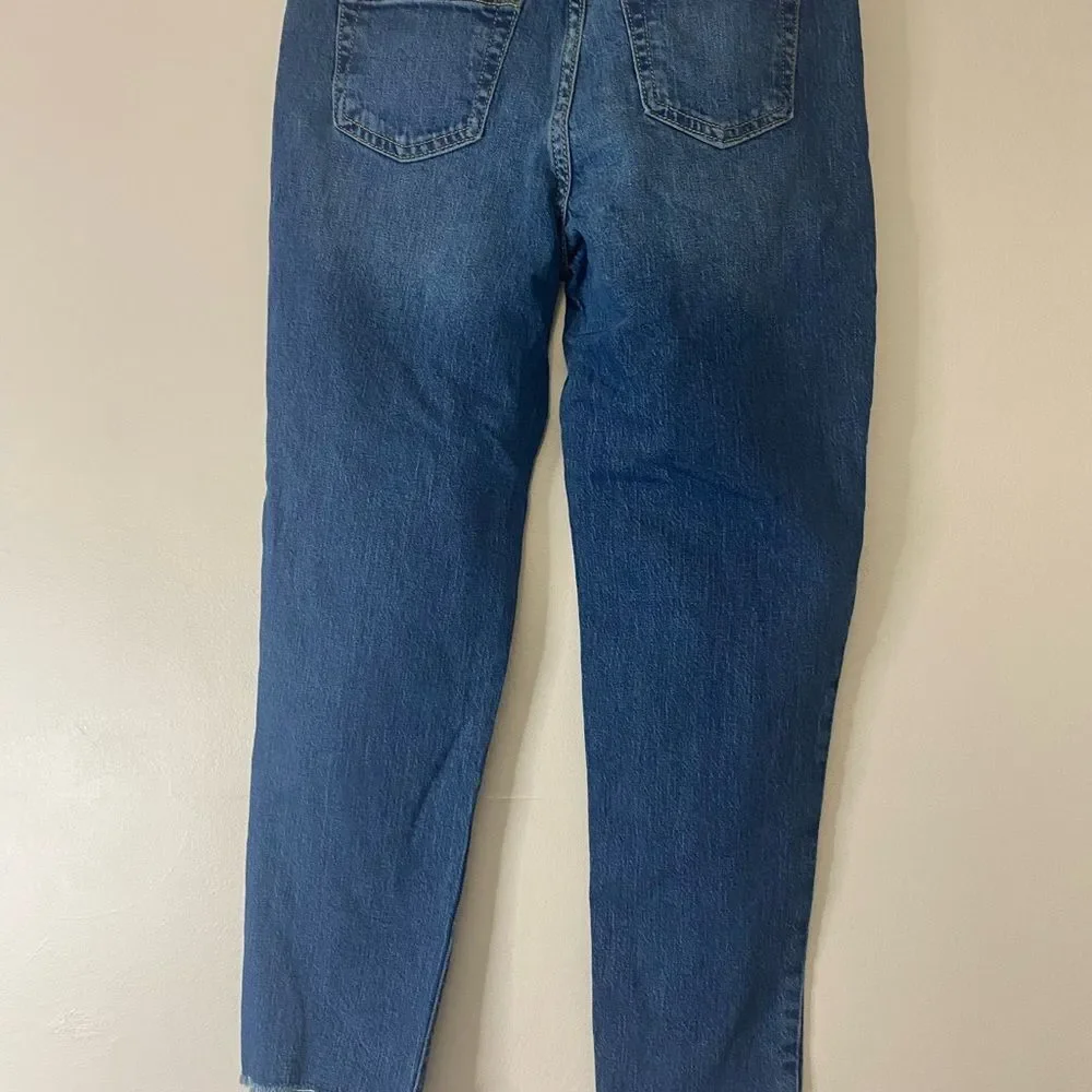 Cat & Jack Girls' High-Rise Ankle Straight Jeans with Front Snap Closure Frayed